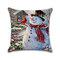 Christmas Snowman Printing Cotton Linen Cushion Cover Home Decorative Pillowcase - #3