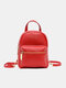 Women Solid Casual Cute Student School Bag Backpack - Red