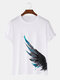 Mens Ink Feather Side Print Street 100% Cotton Short Sleeve T-Shirts - White