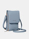 JOSEKO Women's Faux Leather Simple Mini Messenger Bag Multifunctional Phone Organizer - Blue