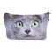 القطط 3D طباعة حقيبة مستحضرات التجميل متعددة الوظائف حقيبة يد صغيرة لتخزين الغسيل - اللون الرمادي
