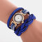 Vintage fluoreszierender Strass mehrschichtig Watch Metall Colorful Diamant handgewebter Quarz Watch - 04