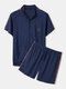 Mens Letter Side Print Zipper Top Mesh Sport Sets With Drawstring Shorts - Blue