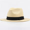 Women's Men  Summer Casual Vacation Straw Bowler Boater Sun Hat Round Flat Caps Brim Summer Beach - Beige