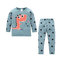 2Pcs Girls Pajamas Boys Animal Print Casual Clothing Set For 1Y-7Y - Gray Blue