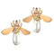 Cute Bees Stud Brincos Luxo Banhado a Ouro Gemstone Pearl Brincos Joias para mulheres - Amarelo