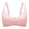 Lace Cotton Front Button Wireless Breathable Maternity Nursing Bras - Pink