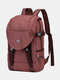 Vintage Canvas Two Tone Buckle Front  Multi-pocket Travel Outdoor Laptop Bag Backpack Handbag - Brown