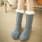 Women Plus Velvet Thick Floor Socks Home Non-slip Bottom Socks Breathable Warm Socks - Gray