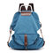 Women Multi-functional Casual Messenger Bag Canvas Crossbody Bag Backpack - Blue
