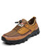 Men Knitted Fabric Breathable Outdoor Sport Casual Walking Shoes - Brown