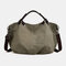 Women Canvas Solid Large Capacity Handbag Crossbody Bag - Army Green