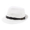 Women Caddice Weave Gridding Breathable Curl Brim Addition Leather Belt Fashion Jazz Hat  - White 1