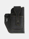 حامل سلسلة مفاتيح جلد أصلي للرجال EDC 6.5 بوصة هاتف حقيبة الخصر حقيبة المحفظة - أسود