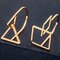Simple Copper Square Triangular Cube Geometry Hollow Exaggerated Ring - Gold