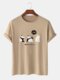 Herren-T-Shirts mit Cartoon-Tier-Motiv, japanischer Aufdruck, Rundhalsausschnitt, kurzärmelig, Winter - Aprikose