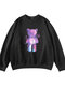 Men Colorful Bear Print Sweatshirt - Black