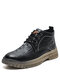 Men Brief Non Slip Alligator Veins PU Leather Casual Ankle Boots - Black