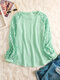 Lace Stitch Long Sleeve Solid Crew Neck Sweatshirt For Women - Light Green