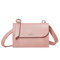 Women Faux Leather Plain Multi-function Shoulder Bag Crossbody Bag - Pink