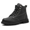 Men Microfiber Leather Non Slip Outdoor Casual Martin Boots - Black