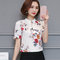 Chiffon Shirt Women's New Short-sleeved Sculpt Clothes Floral V-neck Shirt Bottoming Shirt - 678 white
