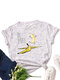 Banana Print Short Sleeve O-neck Loose Casual T-shirt For Women - Meteor White