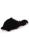 Women Fashion Casual Pointed Toe Comfy Warm Plush Outdoor Slippers - Black (Cross)