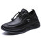 Men Microfiber Leather Non Slip Elastic Lace Casual Shoes - Black