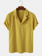 Mens Solid Color Breathable Light Chest Pocket Short Sleeve Henley Shirts - Khaki