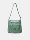 Women Vintage Faux Leather Multi-Compartments Waterproof Solid Color Crossbody Bag Shoulder Bag - Green