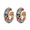 Boucles d'oreilles en strass vintage Type C alliage oreille goutte bijoux bohème pour les femmes - Coloré