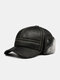 Men Genuine Leather Plus Velvet Double-use Ear Protection Eversion Short Brim Thicken Warmth Flat Cap - Black