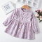 Cute Ruffles Girls Long Sleeve Printed Dress For 1-5Y - Purple