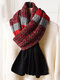 Women Artificial Wool Acrylic Mixed Color Knitted Color-match Thickened Fashion Warmth Scarf - Wine Red Black