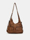 Women Faux Leather Multi-Carry Multi-Pocket Shoulder Bag Crossbody Bags - Brown