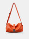 Men Faux Leather Fashion Waterproof Large Capacity Crossbody Bag Shoulder Bag - Orange