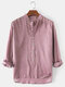 Mens Cotton Regular Fit Solid High Low Hem Henley Shirts With Long Sleeve - Pink