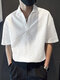 Mens Textured Johnny Collar Short Sleeve Golf Shirt - White