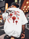 T-shirt da uomo a maniche corte con stampa floreale sul retro della lanterna cinese - bianca