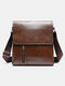 Vintage Soild Vertical Zip Flap Design Business Versatile Crossbody Shoulder Bag - Dark Brown