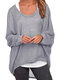 Casual Asymmetrical Solid Color Plus Size Blouse for Women - Grey