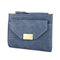 Women Bifold PU Leather Short Wallet Solid Coin Purse - Blue