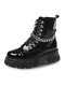 Women Casual Chain Design Glossy Black PU Thick Bottom Shoes Non-slip Soft Tooling Boots - Shiny Black