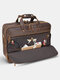 Multifunction 14 Inch Laptop Bag Multi-Layers Faux Fur Briefcase Business Handbag Crossbody Bag - Brown