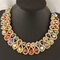 Luxury Women's Colorful Crystal Gold Exaggerated Bib Necklace Gift - Colorful