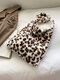 Women Ins Plush Large Capacity Print Fashion Leopard Handbag Tote - White