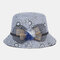 Women Cotton Calico Pattern Bowknot Decoration Sunshade Breathable Bucket Hat - Gray