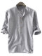 Mens Cotton Striped Printed Half Sleeve Loose Casual Henley Shirt - Coffee