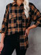 Pliad Print Button Long Sleeve Casual Shirt For Women - Khaki